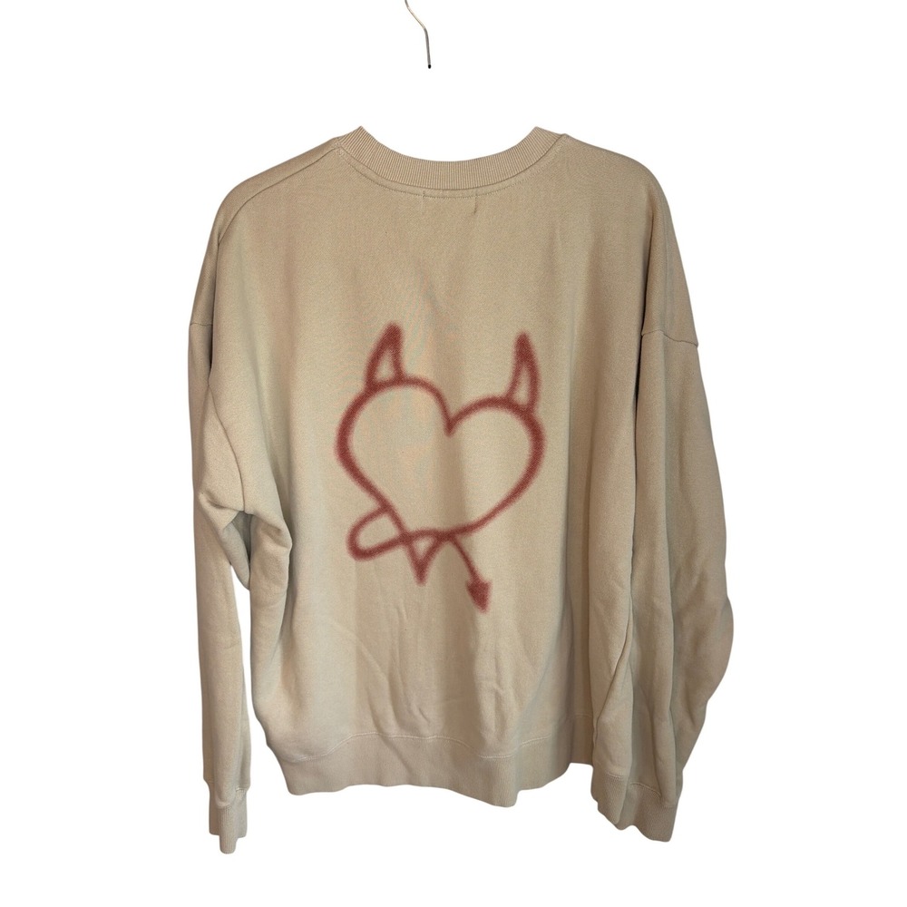 BABYMONSTER Official Merch Devil Heart Graphic Sweatshirt Cream XL BR-TKO-036